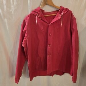 JC Higgins Red Cotton Jacket‎ With Hood Vintage 30s/40s